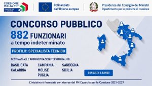 Concorso pubblico per 882 Specialisti Tecnici nelle amministrazioni del Mezzogiorno (scadenza 23 settembre 2026)