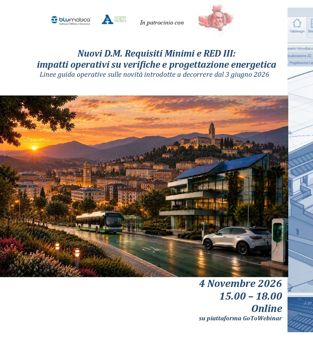 Evento Formativo Online: Nuovi D.M. Requisiti Minimi e RED III – Impatti operativi su verifiche e progettazione energetica (4 novembre 2026)